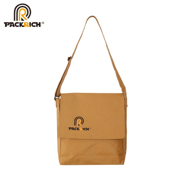 custom washable kraft paper messenger single shoulder long strip bag for man